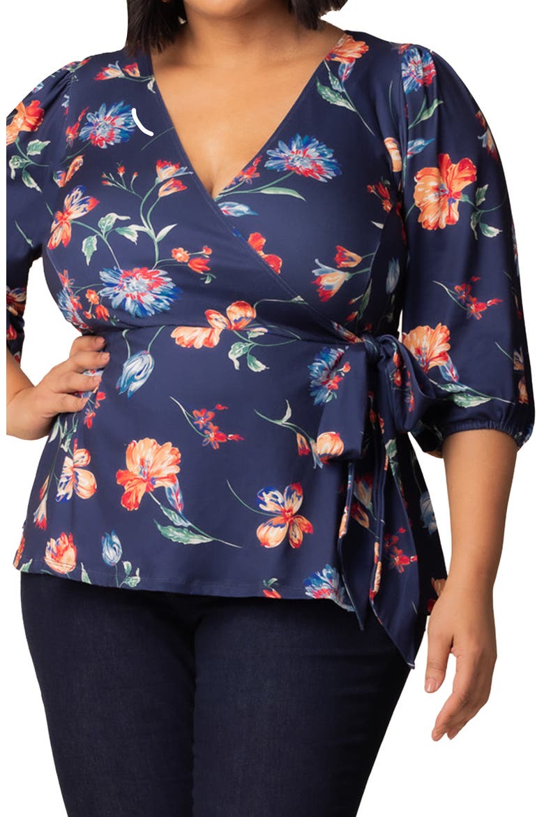 Nina Wrap Top, Alternate, color, VIBRANT NAVY FLORALS