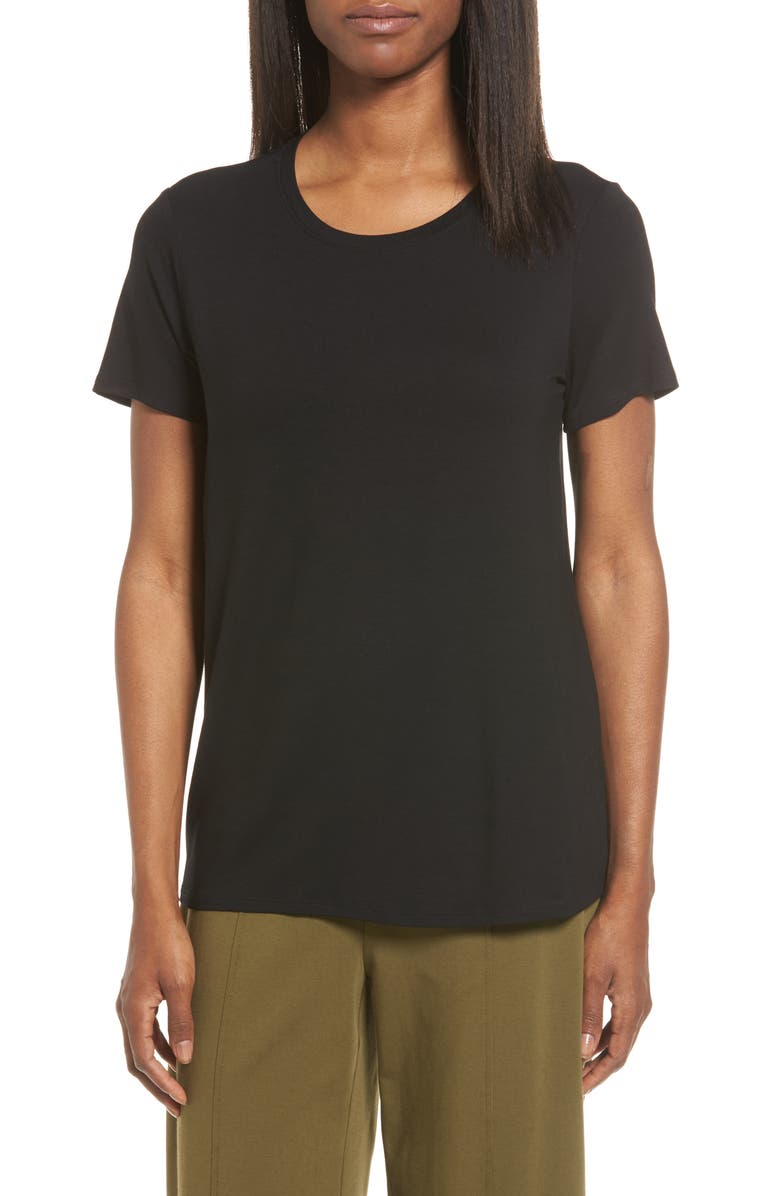 Eileen Fisher Short Sleeve Jersey Tee, Main, color, 