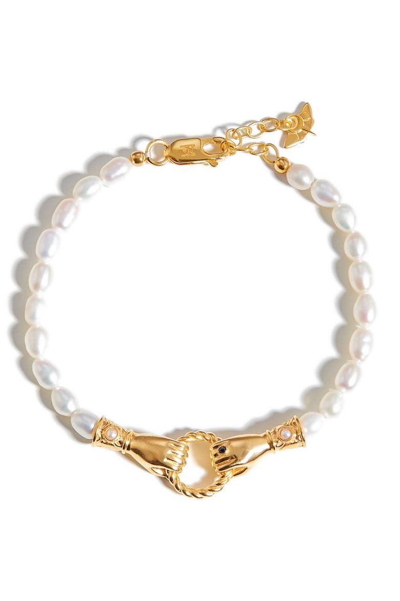 x Harris Reed In Good Hands Pearl Bracelet, Main, color, GOLD