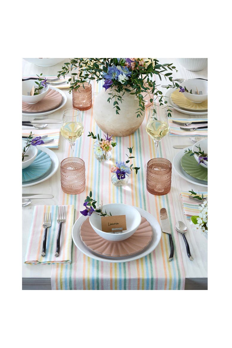 Linen Table Runner - Julia, Alternate, color, Muted Pastel Stripe