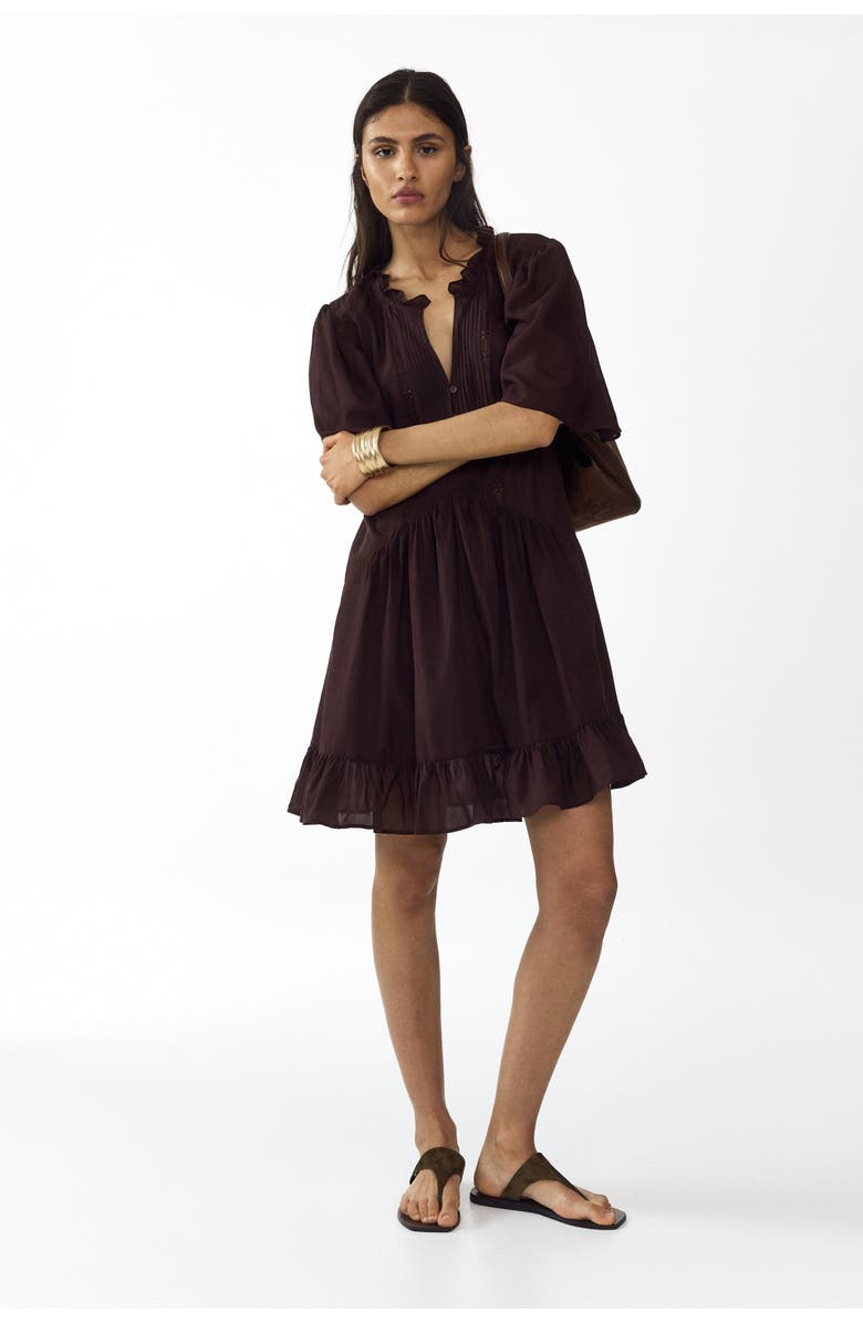 H&M Viscose-blend tunic dress, Alternate, color, Dark Brown