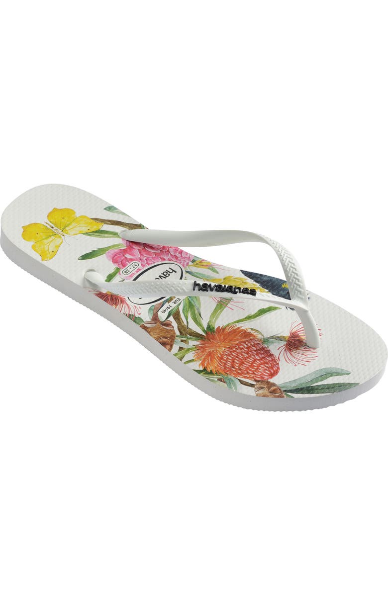Havaianas Slim Flora Flip Flop, Main, color, White