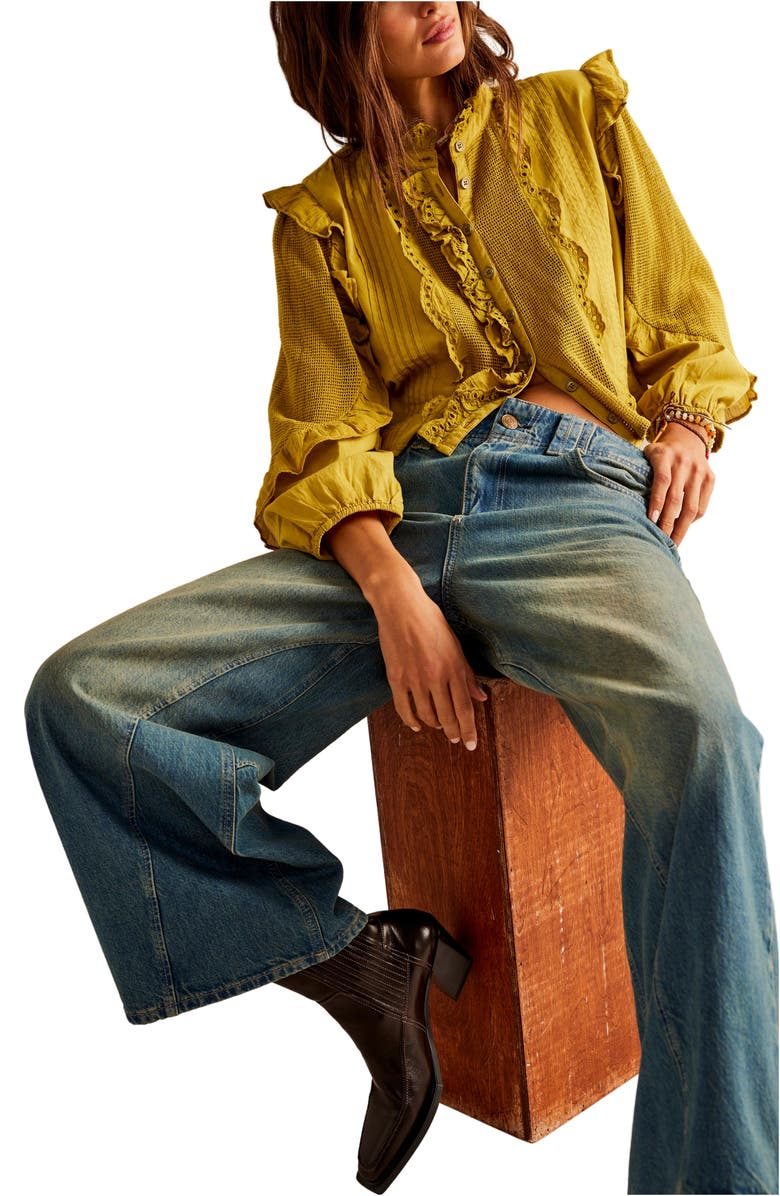 Free People Masai Mar Ruffle Eyelet Shirt, Alternate, color,