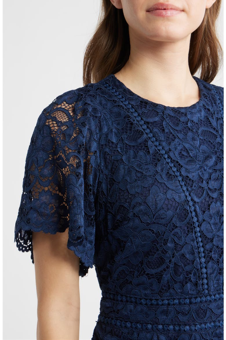 Lace Embroidered Flounce Hem Dress, Alternate, color, NAVY