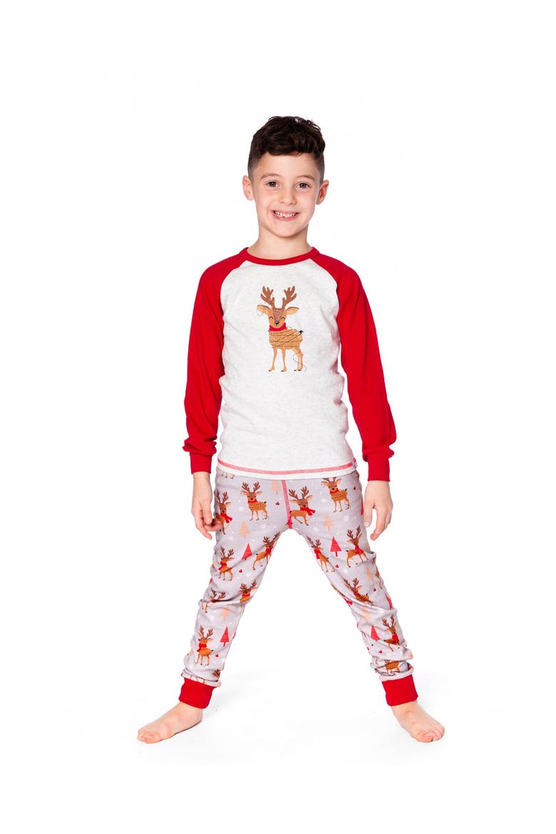 Two-Piece Organic Cotton Pajama Set Reindeer, Alternate, color, Beige