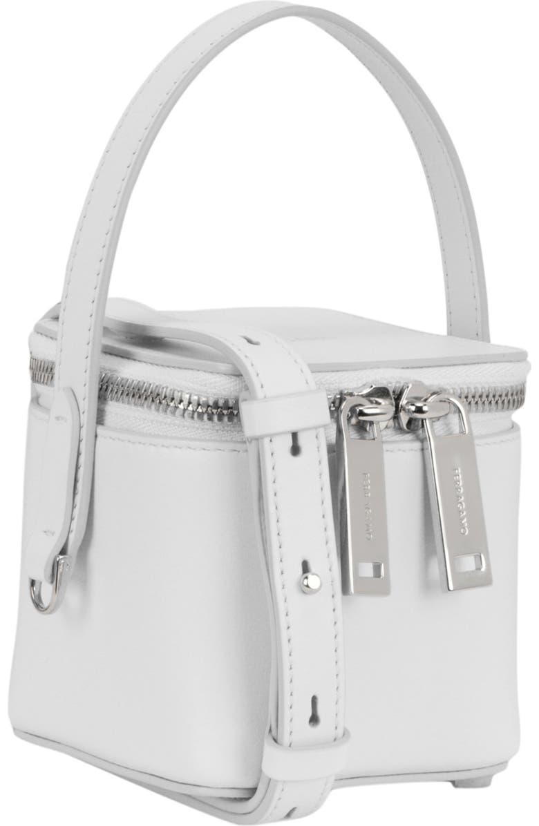 FERRAGAMO Cube Leather Bucket Bag, Alternate, color, White
