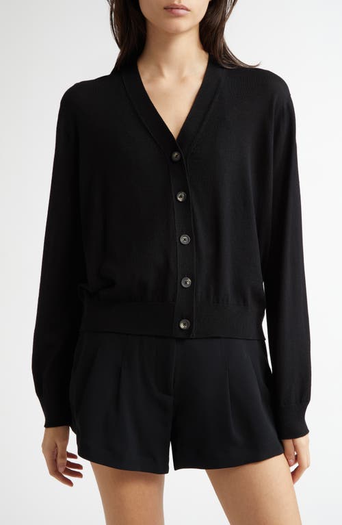 Johnstons Of Elgin Superfine Merino Wool V-neck Cardigan In Black