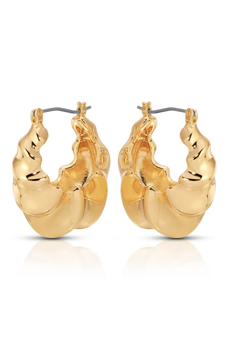 Ripple Domed Hoop Earrings, Alternate, color, GOLD