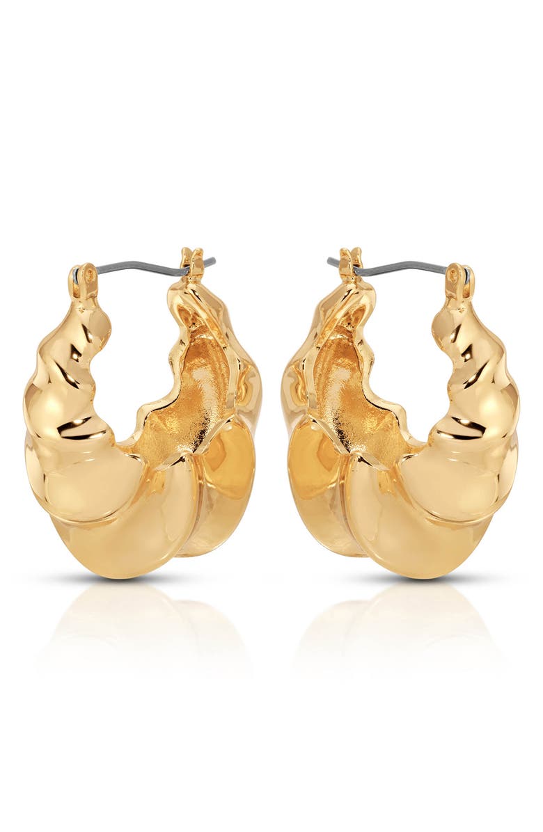 Ettika Ripple Domed Hoop Earrings, Alternate, color, Gold