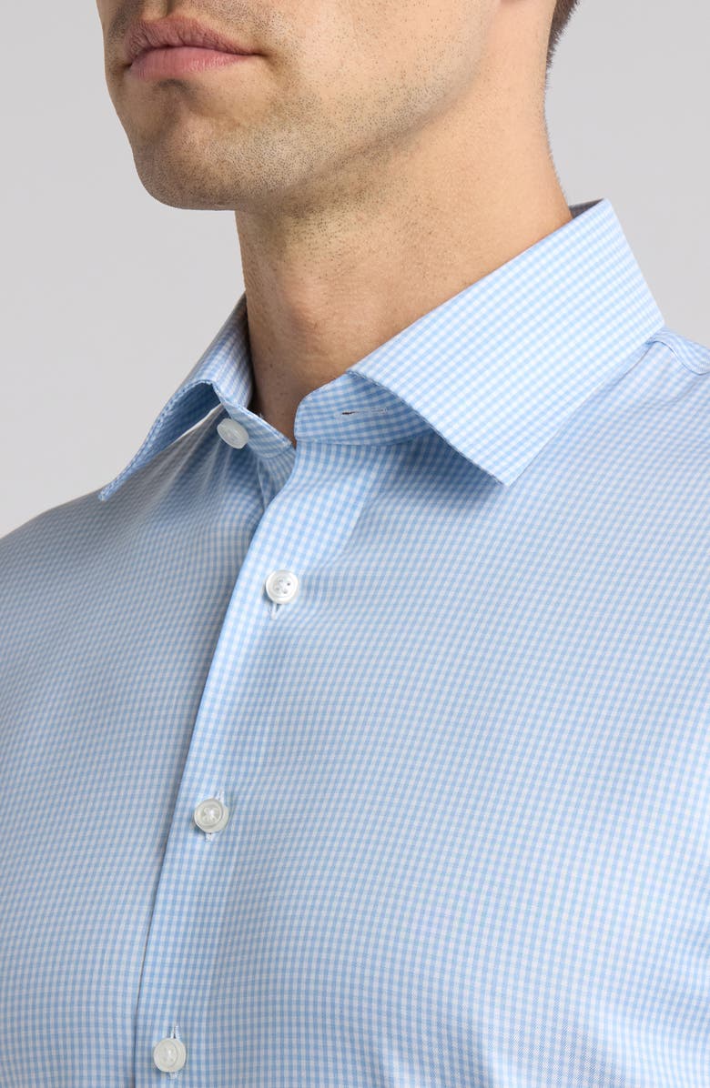 Nordstrom Trim Fit Gingham Premium Performance Dress Shirt, Alternate, color, Blue Gingham Check