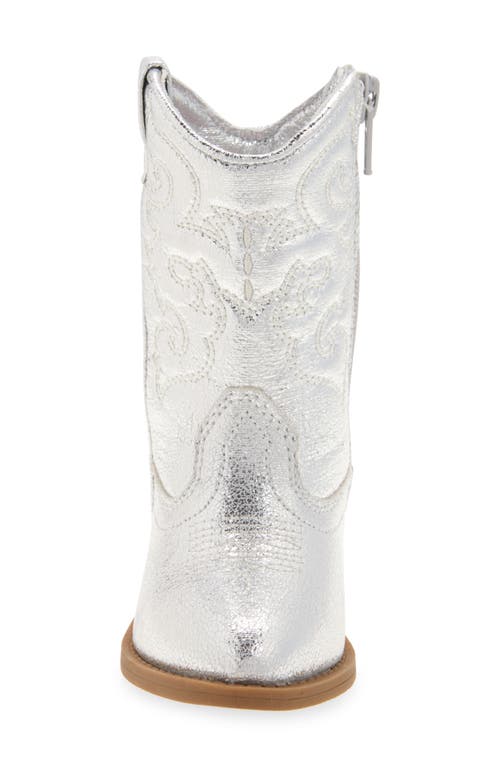 Tucker + Tate Kids' Cade Heart Western Boot In Silver Crinkle