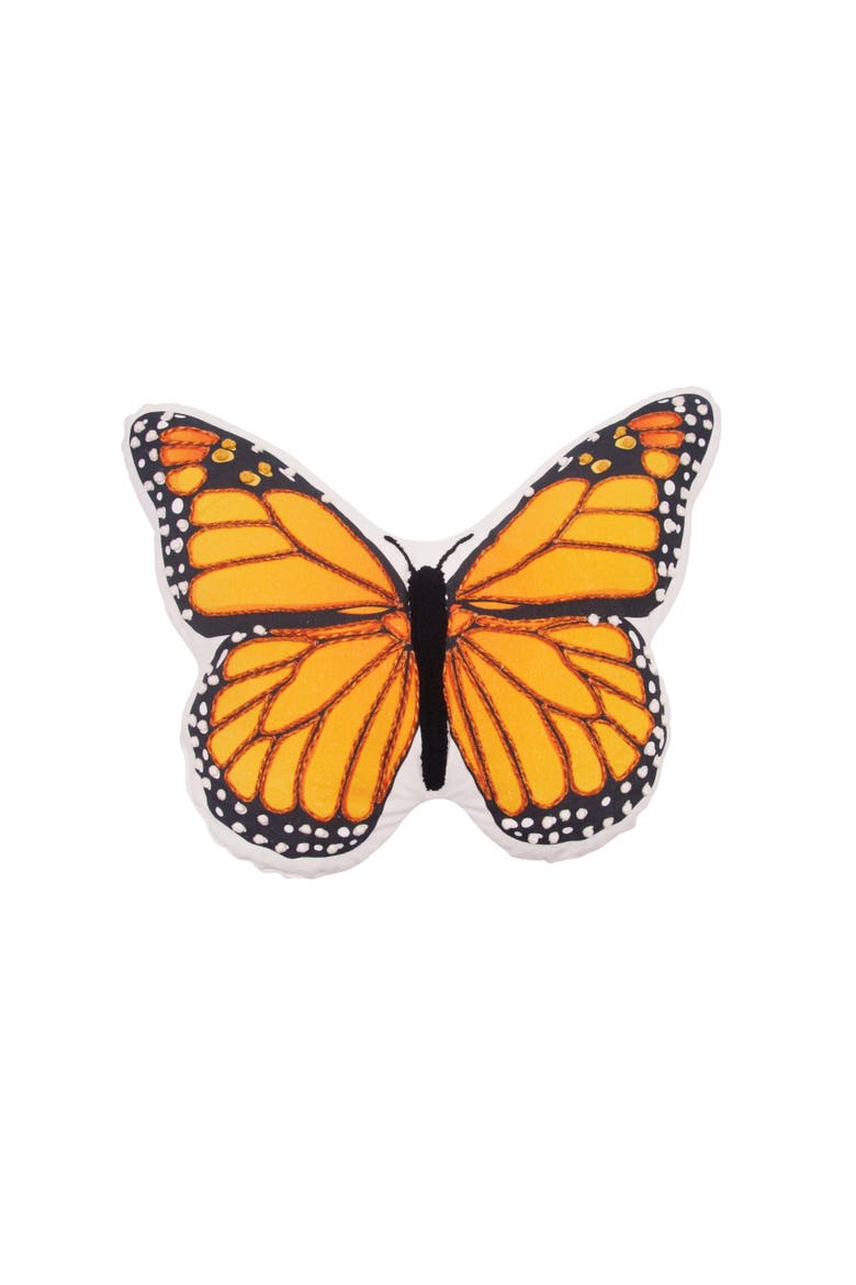 Monarch Butterfly HD Printed Cotton Blend Mini Spring Accent Pillow 15" x 20", Main, color, Orange
