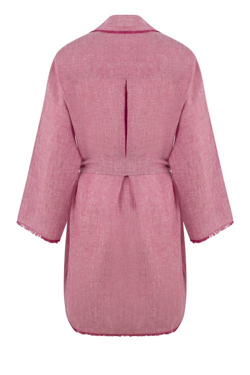 Labeca London Blake Rose Short Linen Mini Kaftan In Pink