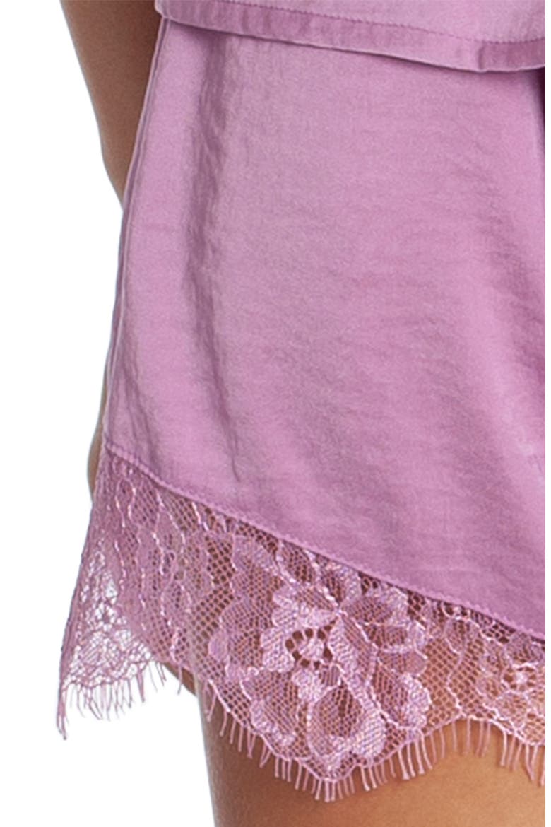 Anais Lace Trim Hammered Satin Short Pajamas, Alternate, color, PINK