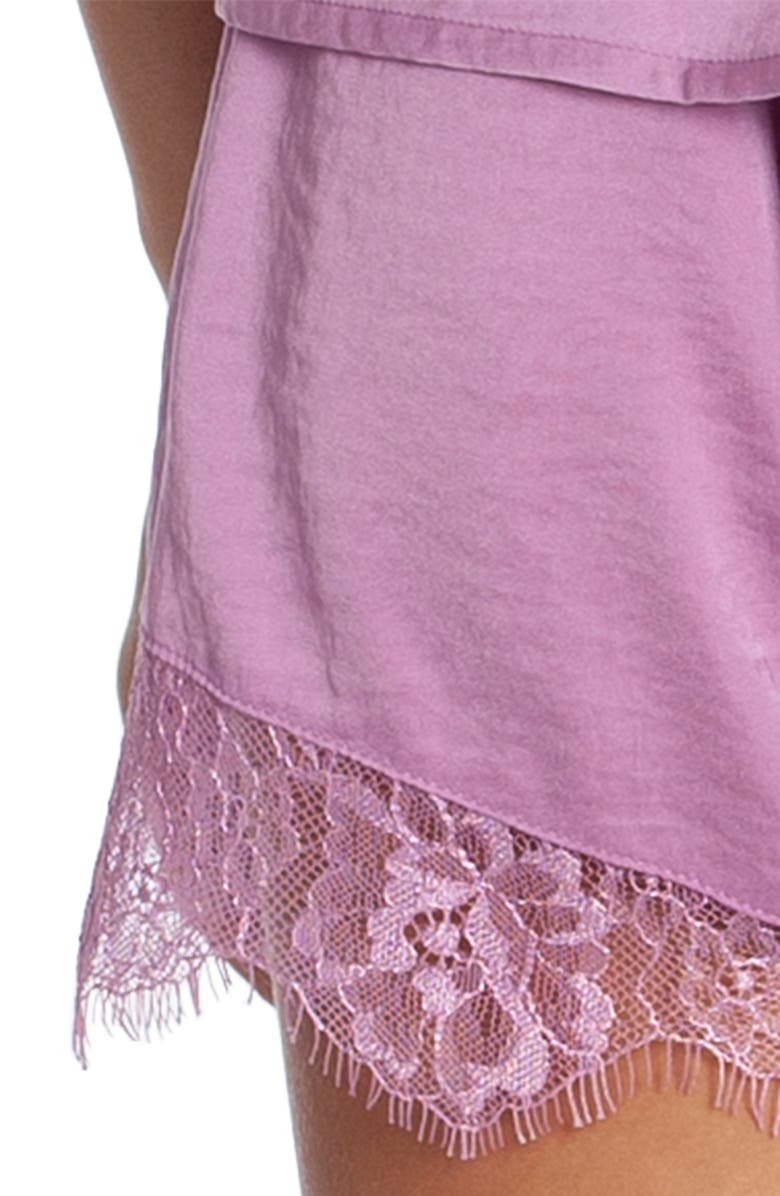 Midnight Bakery Anais Lace Trim Hammered Satin Short Pajamas, Alternate, color,