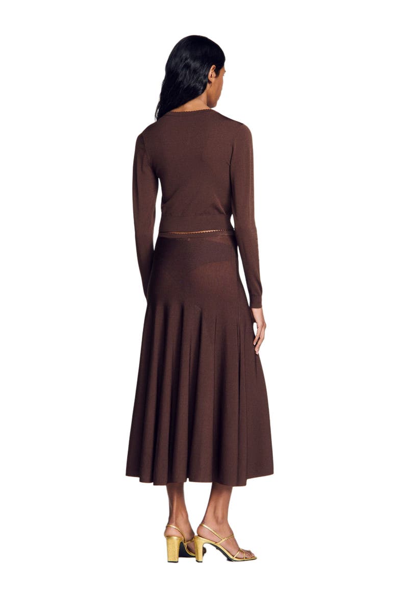 Sheer knit cardigan, Alternate, color, Brown