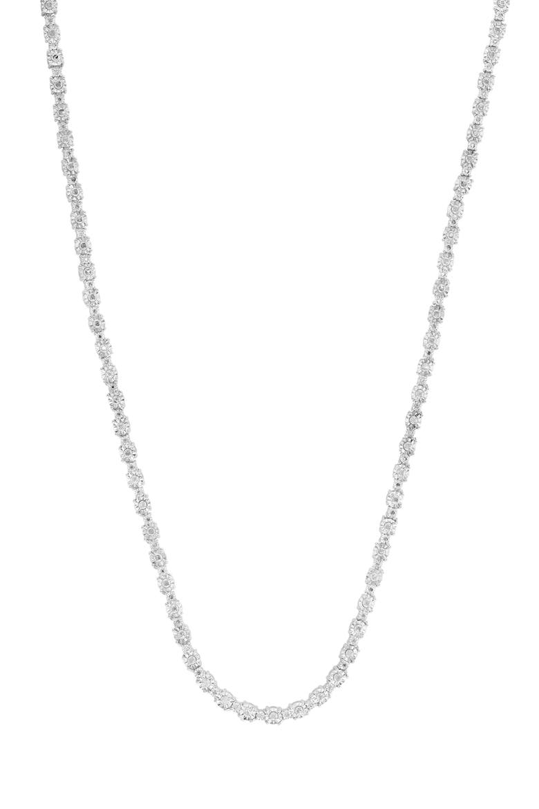 Diamond Tennis Necklace, Main, color, SILVER