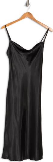 Satin Cowl Neck Midi Dress