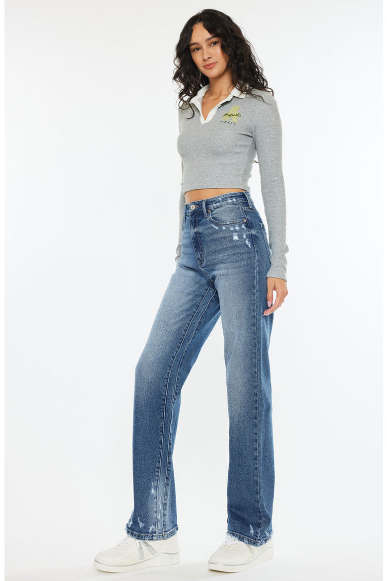 Viviana High Rise 90's Straight Leg Jeans, Alternate, color, Medium Stone Wash