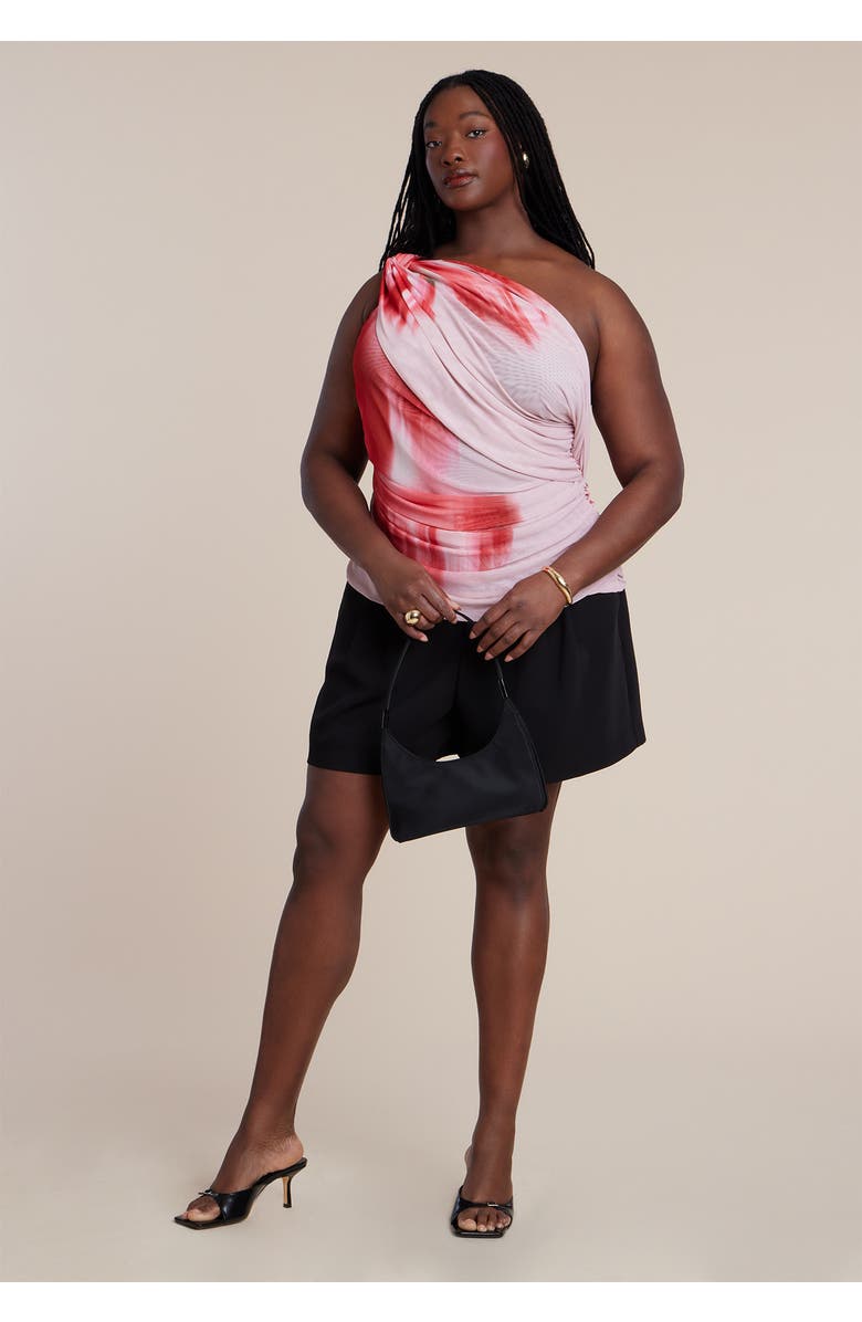 ELOQUII Twist Drape Sheer Mesh Top, Alternate, color, Bloom Tide Floral