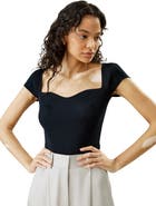 Lilysilk Sweetheart Neck Ribbed Silk Knit Top