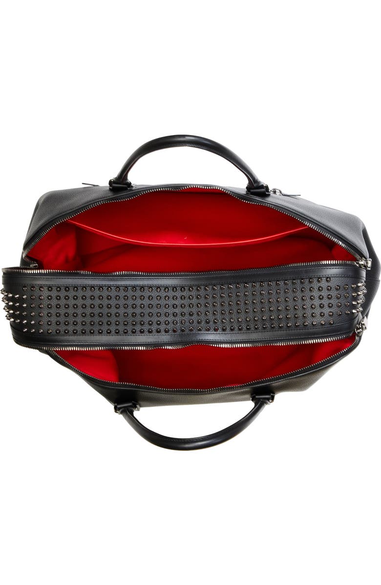 Christian Louboutin Funky Empire Spike Leather Duffle Bag, Alternate, color, Black/ Gun Metal