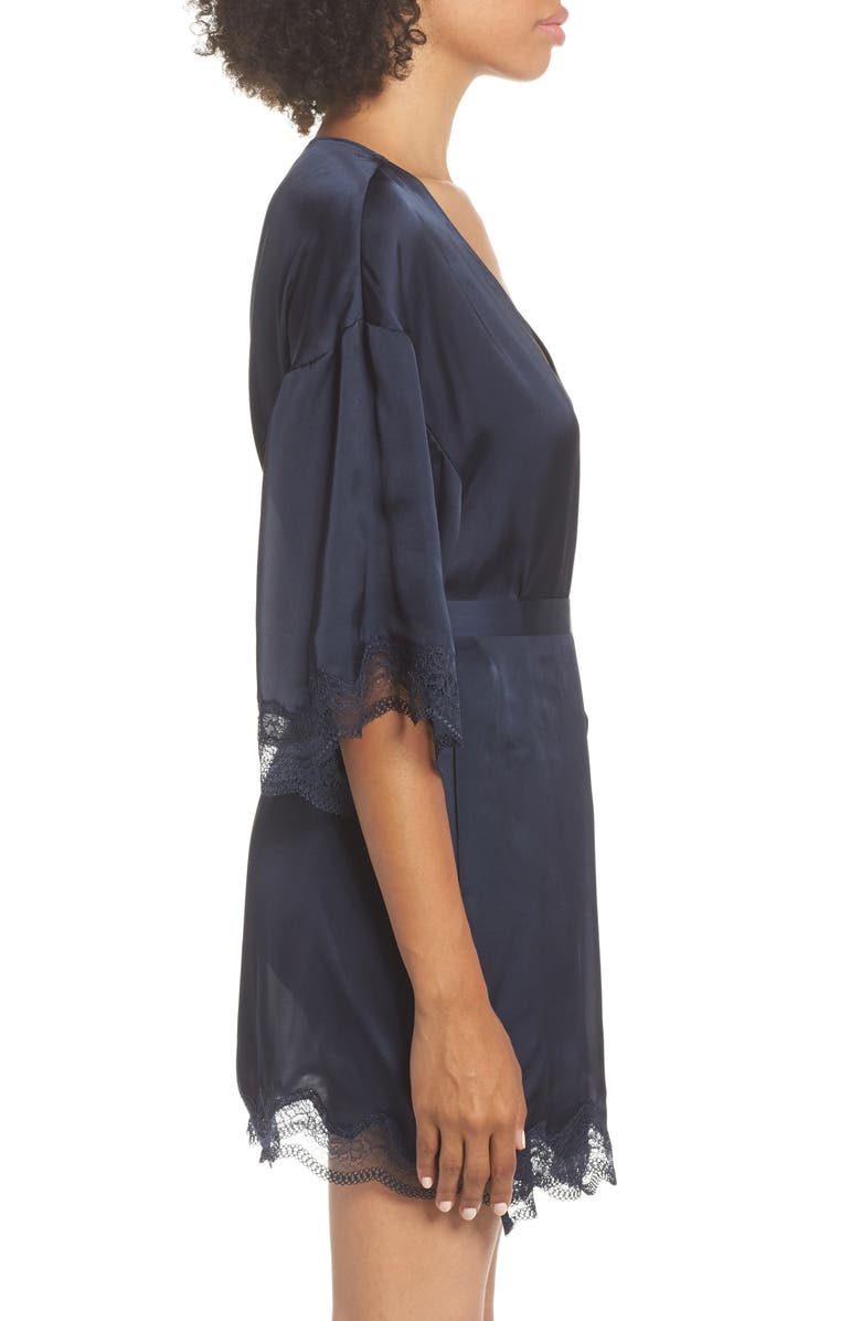 Chelsea28 Floral Print Satin Kimono, Alternate, color, 