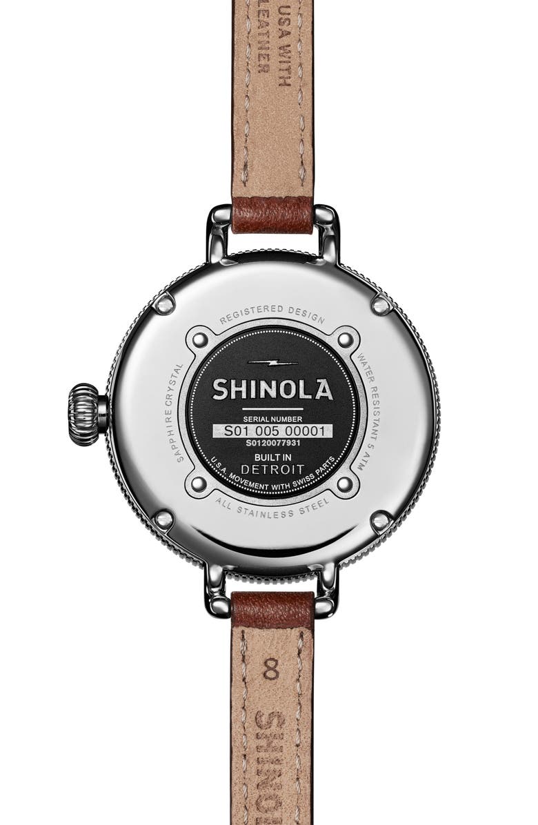 Shinola The Birdy Leather Strap Watch, 34mm, Alternate, color,