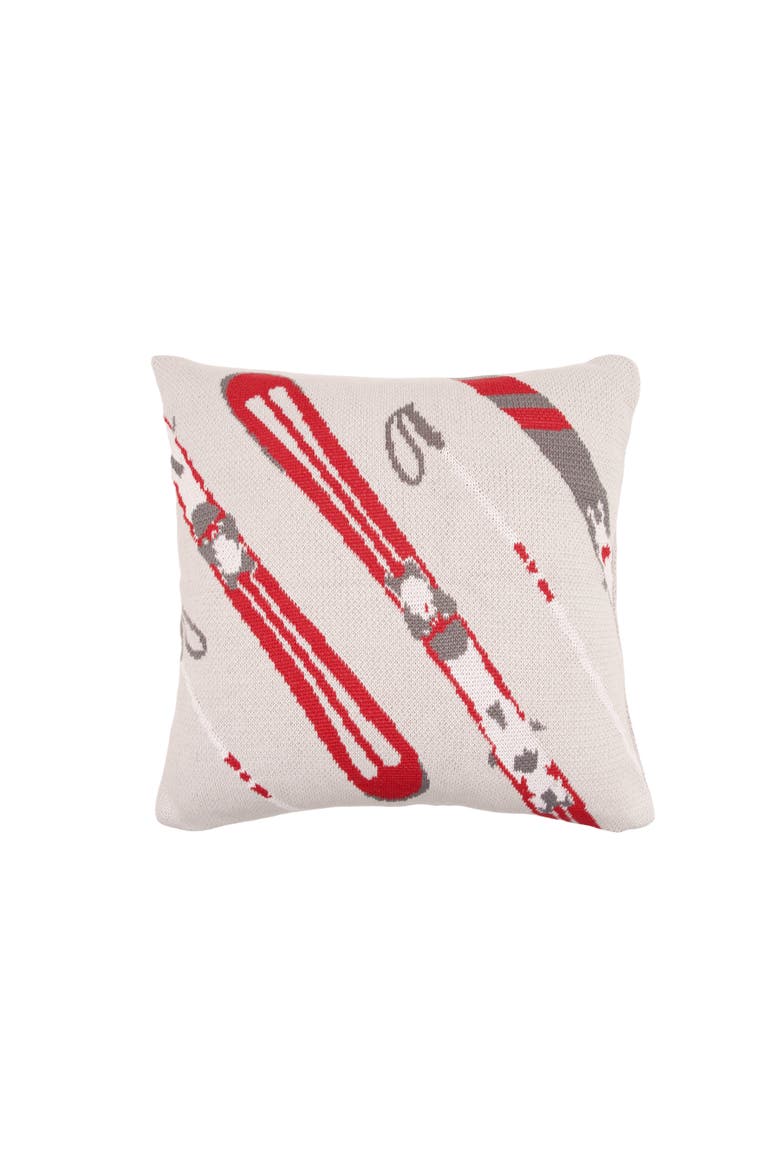 Ski Pattern Indoor/Outdoor Knit Accent Throw Pillow  20" x 20", Main, color, Red