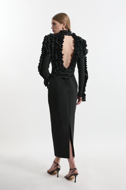 Karen Millen Bandage Rosette Midi Dress In Black