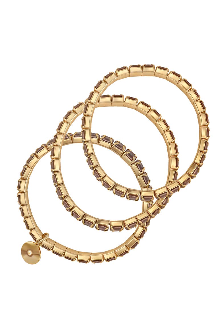 Cubic Zirconia Trio Stretch Bracelet Set, Alternate, color, 14K Gold Plated
