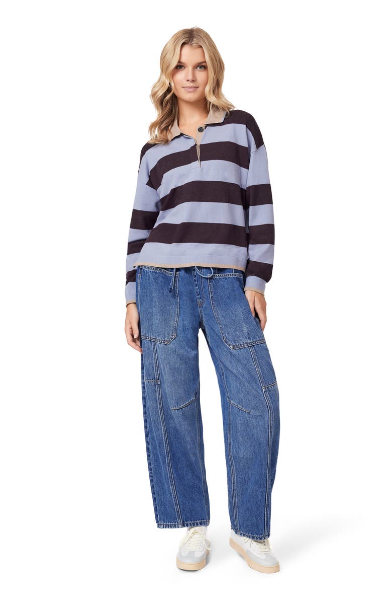 Scotch & Soda Stripe Polo Sweater, Alternate, color, Eventide / Seal Brown