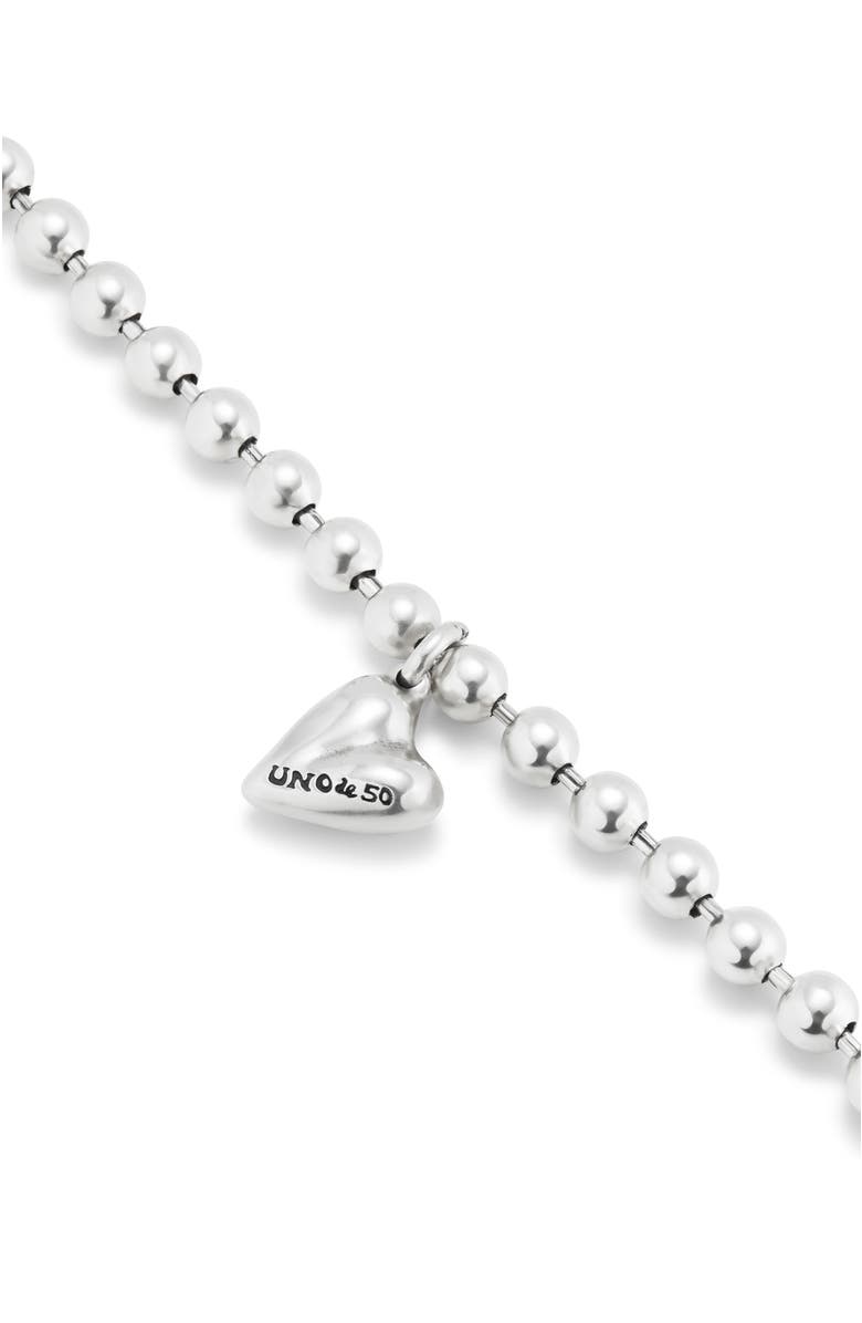 UNODE50 Sterling silver-plated beaded bracelet with a heart charm, Alternate, color, Silver