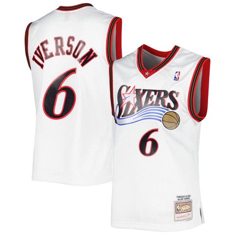 Men's Mitchell & Ness Allen Iverson White Philadelphia 76ers 2001/02 Hardwood Classics Swingman Jersey
