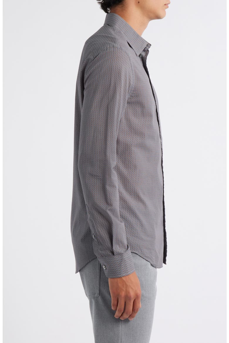 Diagonal Print Button-Up Shirt, Alternate, color, SOLID DARK BLUE