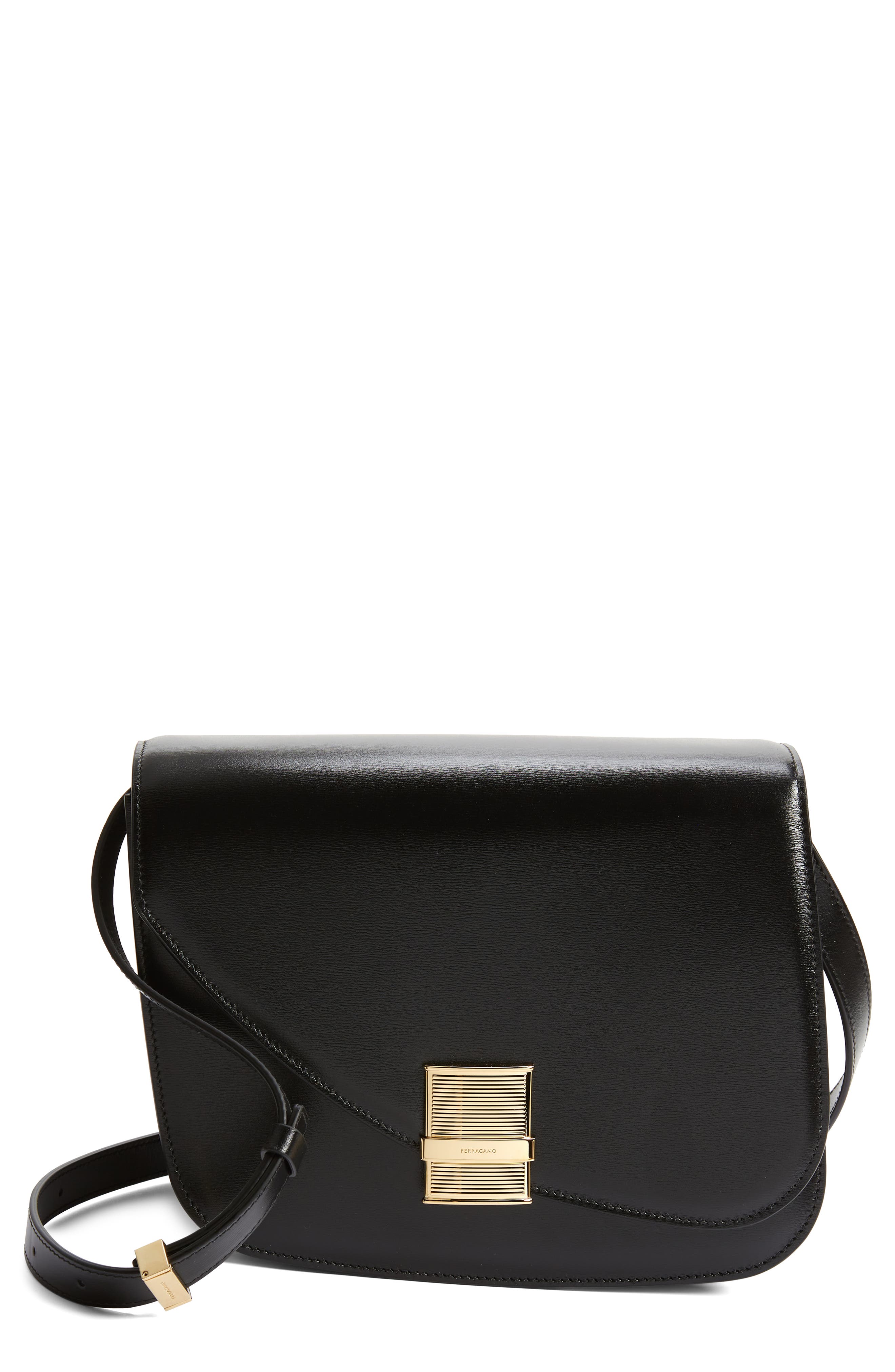 FERRAGAMO Medium Fiamma Leather Crossbody Bag, Main, color, 