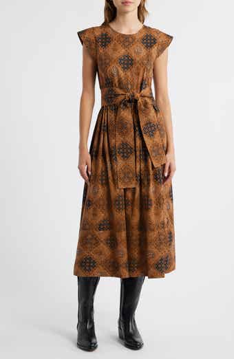 THE GREAT. The Tulsa Tie Waist Midi Dress