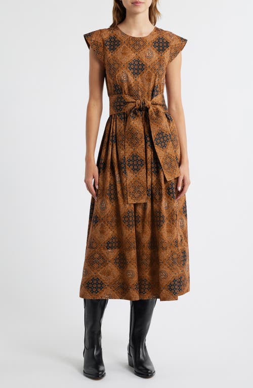 The Great The Tulsa Dress Geo Bandana Print In Brown