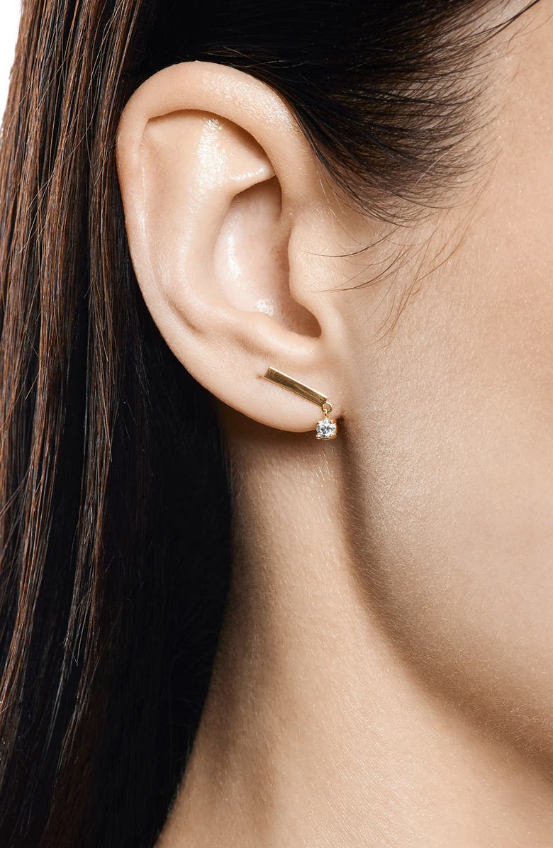 LANA Dangle 14K Gold Diamond Bar Stud Earrings, Alternate, color, Yellow Gold
