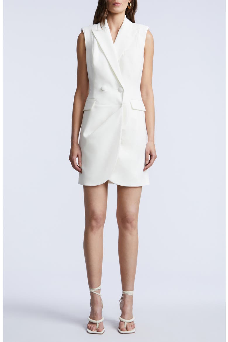Sleeveless Draped Blazer Dress, Main, color, WHITE