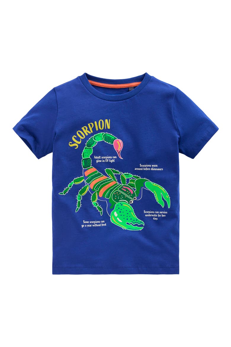 Kids' Glow in the Dark Cotton Graphic T-Shirt, Main, color, BRIGHT BLUE SCORPION