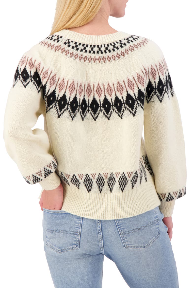 Fair Isle Raglan Crew Sweater, Alternate, color, BIRCH