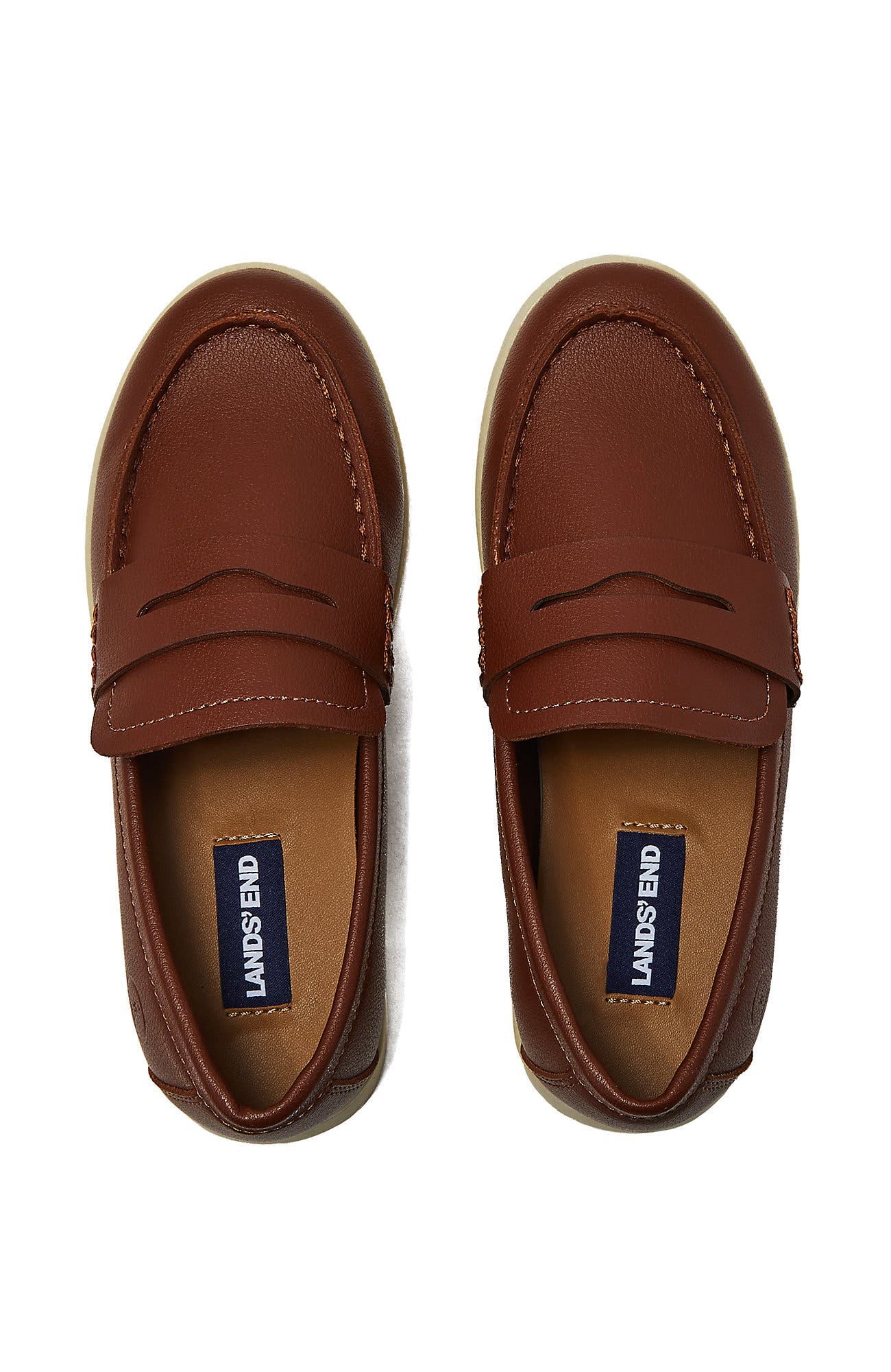 Lands' End Kids Slip On Everyday Penny Loafer, Alternate, color, Rustic Brown