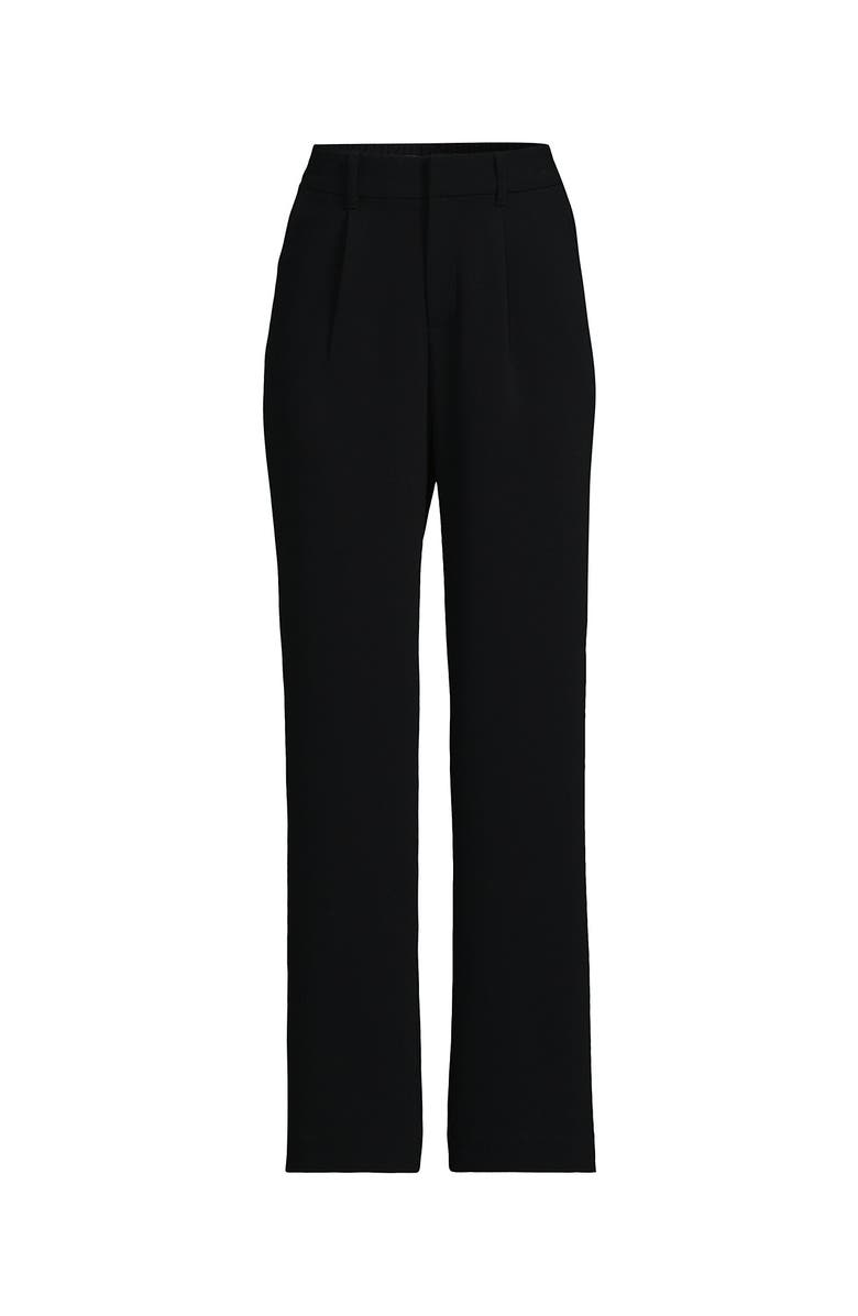 Lands' End Crepe High Rise Pleated Wide Leg Pants, Alternate, color, Black