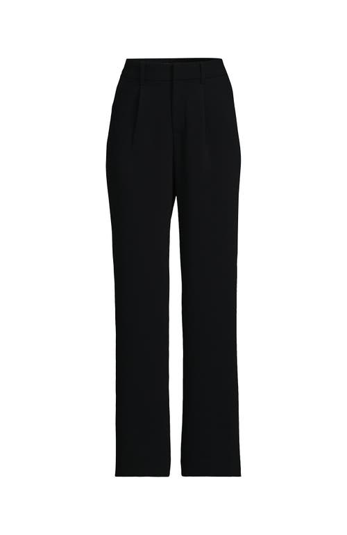 Lands' End Crepe High Rise Pleated Wide Leg Pants In Black