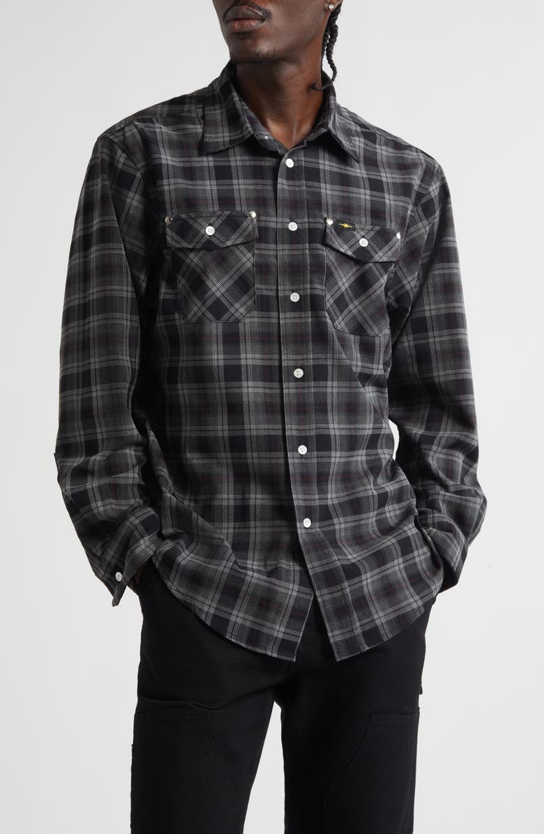 PHIPPS Workshop Plaid Flannel Button-Up Shirt, Main, color, Charcoal Plaid