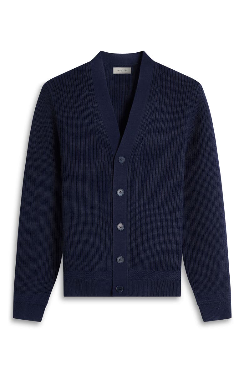 Rib Merino Wool Cardigan, Alternate, color, NAVY