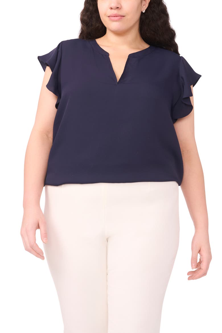Flutter Sleeve Top, Main, color, BARITONE BLUE