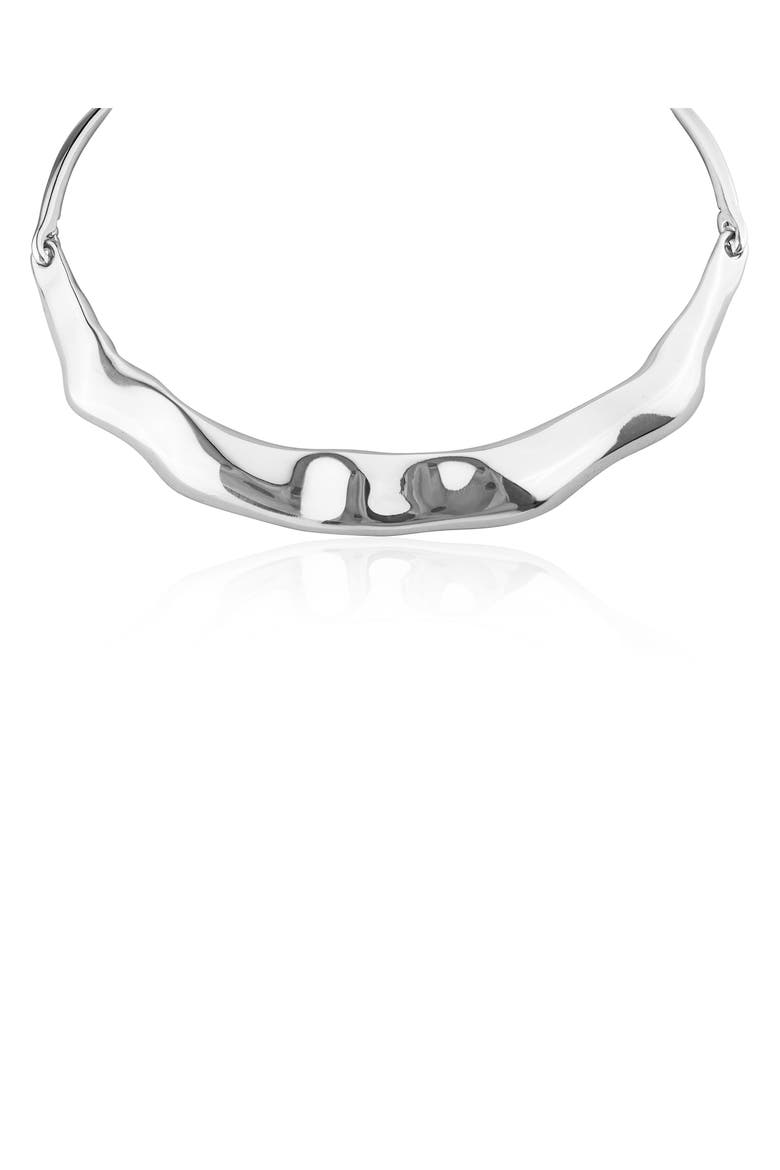 17-Inch Wave Bar Collar Necklace, Main, color, SILVER
