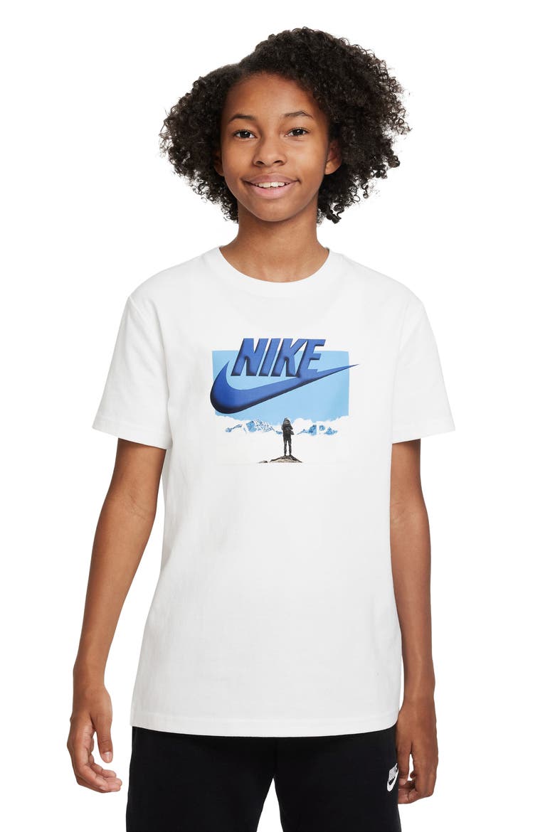 Kids' Sportswear Cotton Graphic T-Shirt, Main, color, WHITE